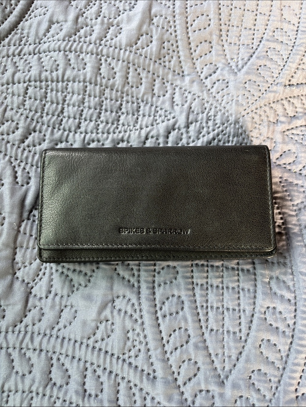Spikes & Sparrow Black Leather Flapover RFID Continental Wallet